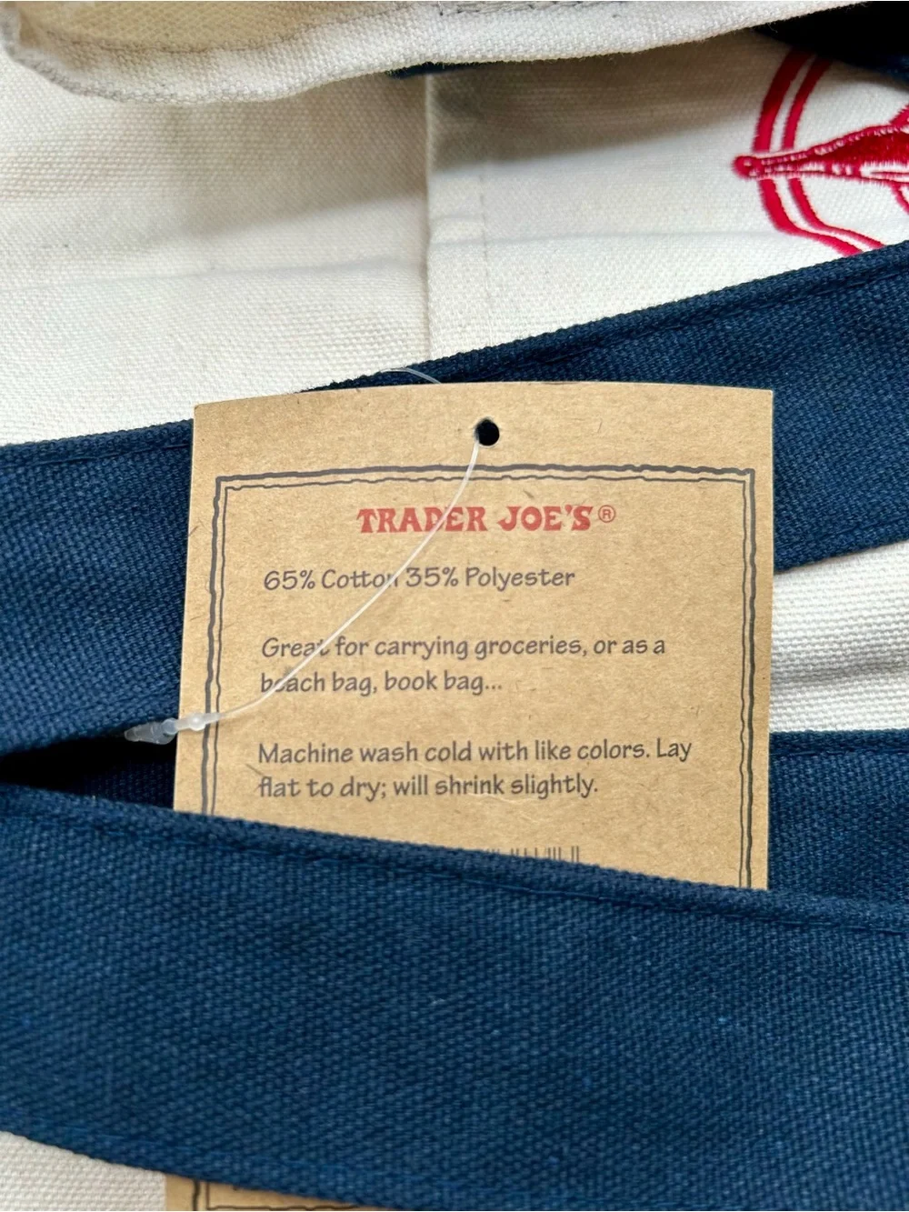 TRADER JOE’S Mini Canvas Tote Bag in Navy Blue.